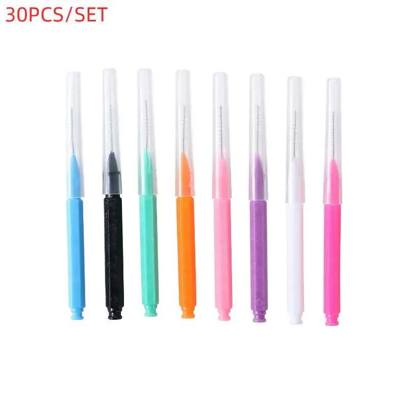 30pcs I Shaped Interdental Brush Orthodontic Correction Tooth Brush Teeth Braces Cleaning Soft Bristles