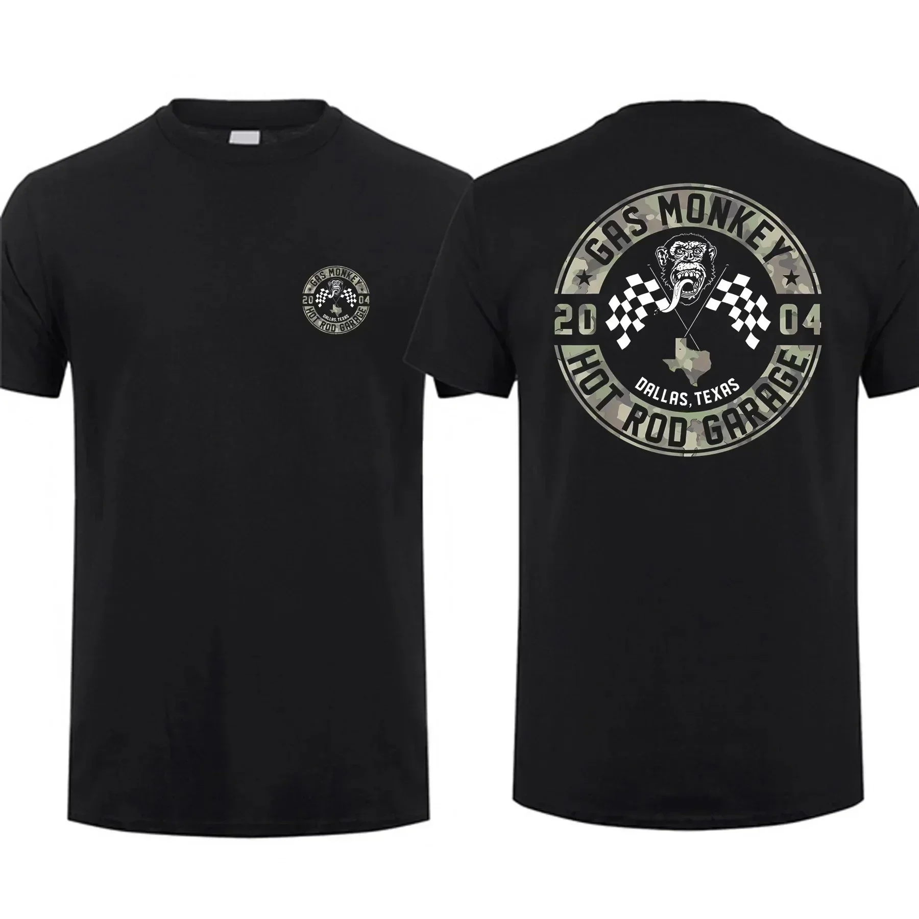 Amazing Tees Men T Shirt Casual Oversized Gas Monkeys Garage Hot Rods Circle Logo Limited Double-sided T-shirt Male T-shirts