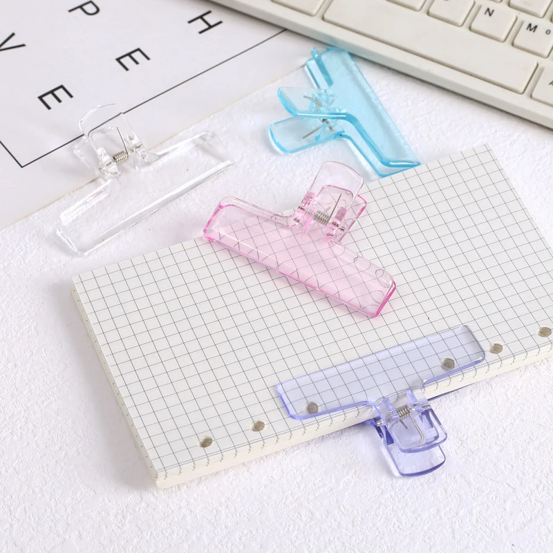 2pcs Binder Clips Clear Paperclips Kawaii Notebook Bookmarks File Documents Tickets Clips Index Page Holder Binding Supplies