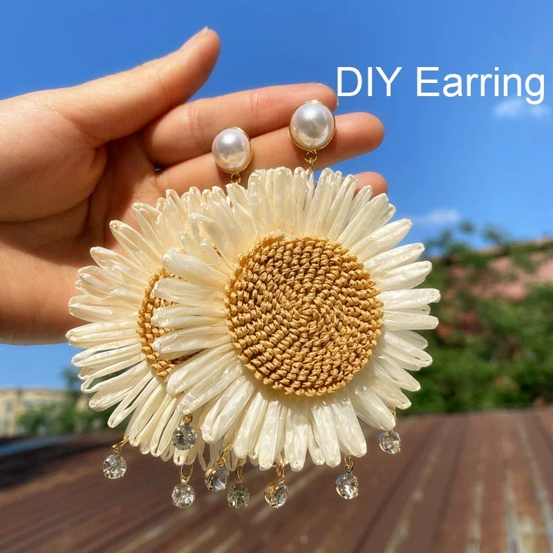 10 قطعة 8 سنتيمتر عباد الشمس PP العشب المنسوجة زهرة ديزي القش قبعة الصنادل الملابس والاكسسوارات زهرة DIY الحلي ديكور المنزل