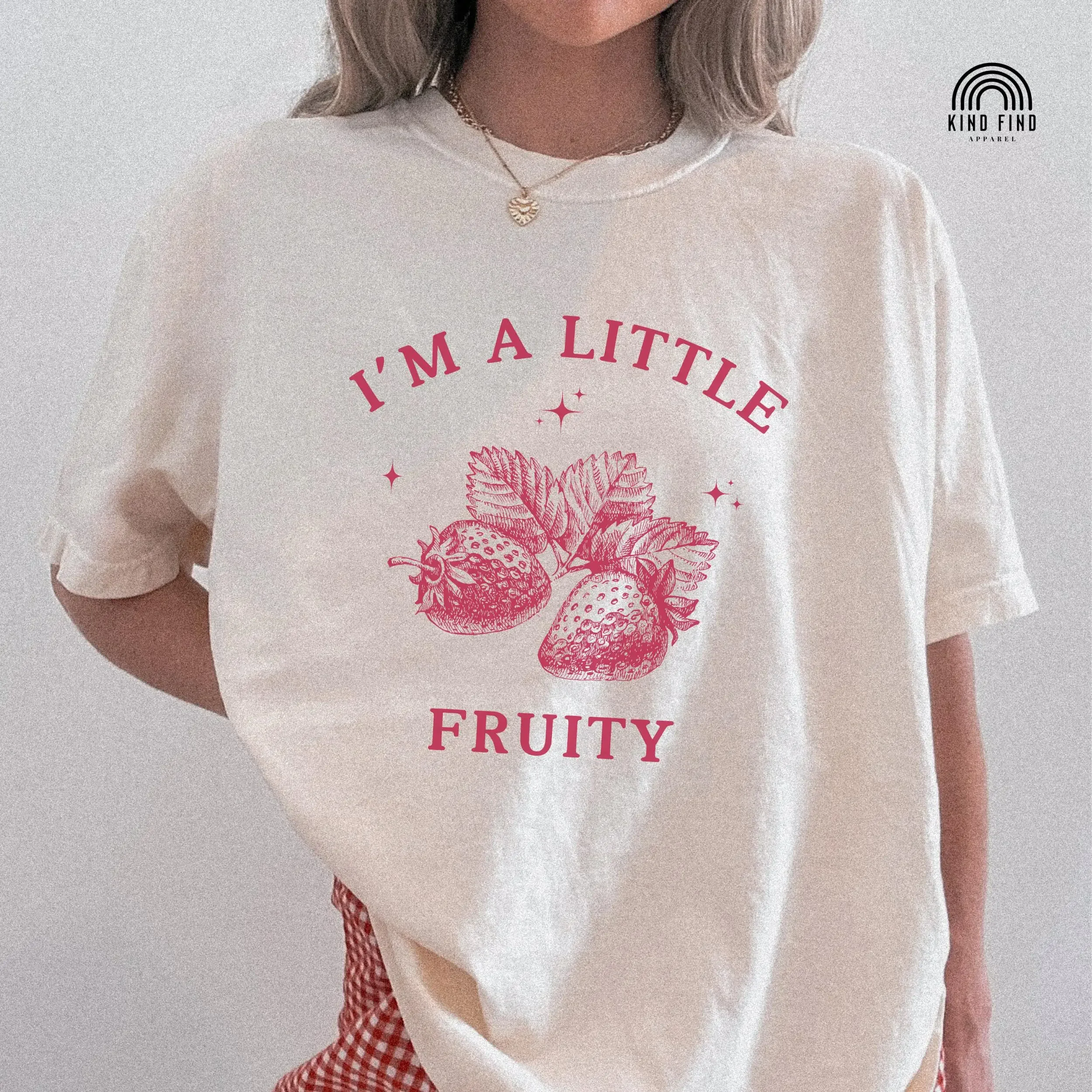 I M A LITTLE Fruity T Shirt Strawberry Vintage 90 s Style Queer Lil Sweater Femme Lesbian Subtle Gay