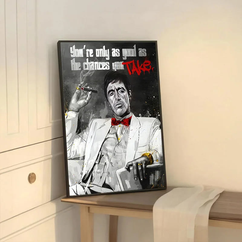 1pc Frameless Canvas Painting Scarface Tony Montana Series Motivational Quote DollarsMoneyCash Canvas Painting Wall Pictures Bed