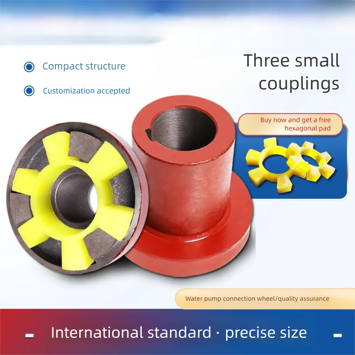 Three-Jaw Coupling, Large Torque Back Wheel, Motor Pump Connection Wheel, Universal Joint Hexagonal Elastic Coupling