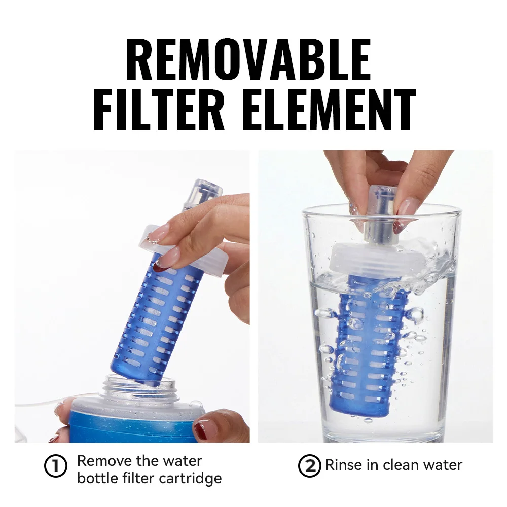 WRELS Water Filter Bottle Collapsible Soft Water Bottle With Filter Squeeze Dual Filtered Water Bottle Outdoor view 6