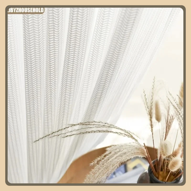 

Customized Size Light Luxury White Thickened Gauze Curtains for Living Dining Room Bedroom Window Balcony Window Screen Curtains