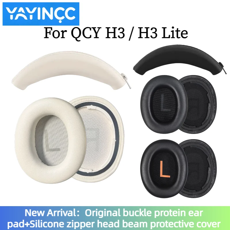 

YAYINCC Replacement Soft Foam Cushion Ear Pads / Silicone zipper head beam protective cover For QCY H3 / H3 Lite Gaming Headset