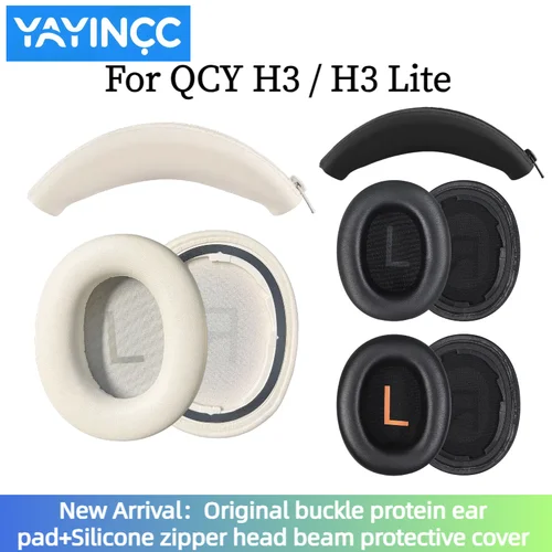 Almohadillas de espuma suave de repuesto YAYINCC/funda protectora de silicona con cremallera para auriculares QCY H3 / H3 Lite Gaming