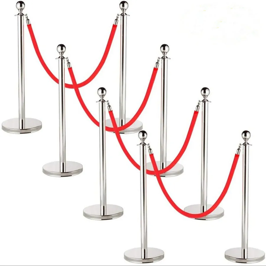 Multipurpose Metal Concierge Railing Stainless Steel Welcome Pillar Isolation Fence Warning Line For Party Wedding Road Cited