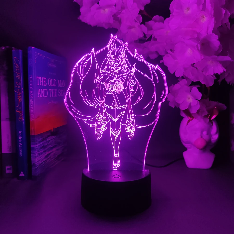 League of Legends LOL Hall of Fame Faker League Immortal Ahri 3D Illusion Lamp Cool Things to Room Decor 7 Color Changing Light