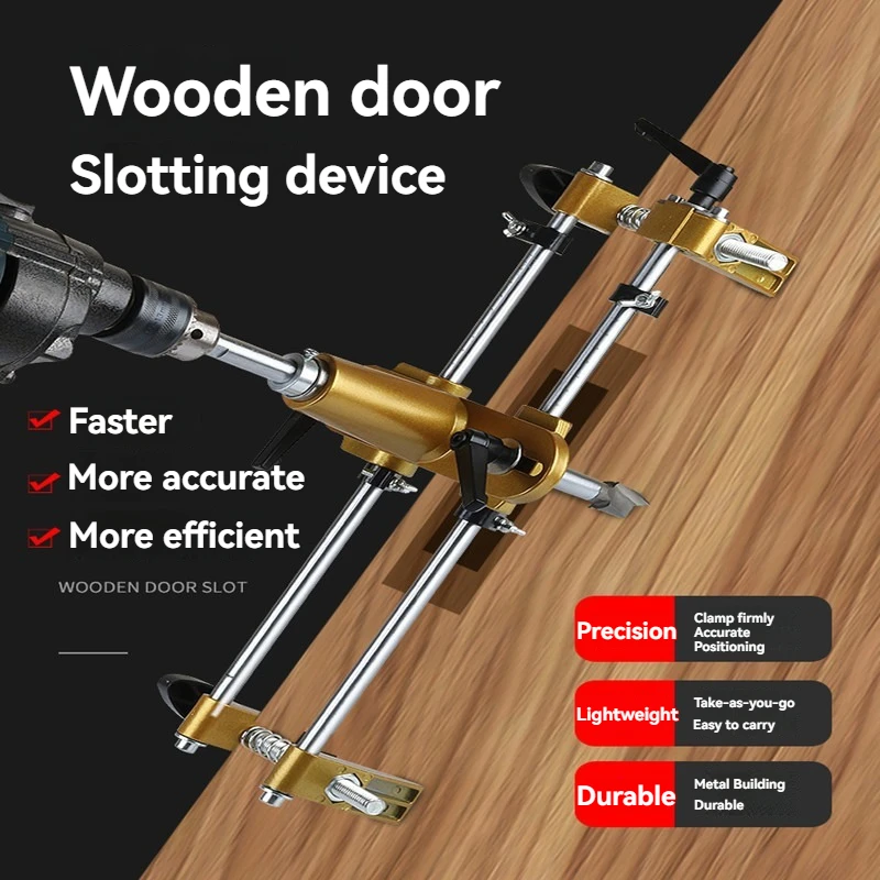 Mortise Lock Hole Cutter Set,Wood Door Notching Tool,Professional Drilling Jig Kit,Internal Door Installation,Carpentry Work