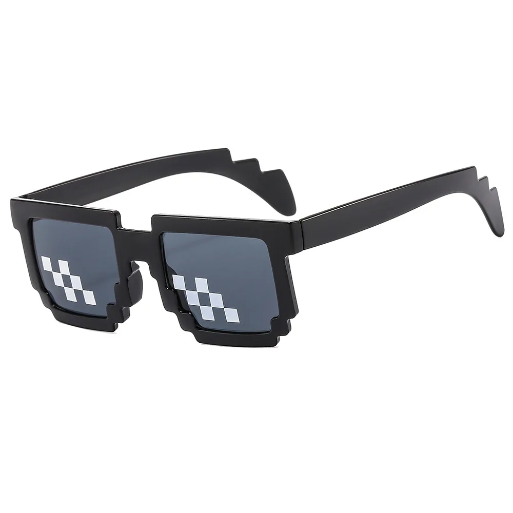 Mosaic Sunglasses Funny Toy For Mens Womens Pixel Black Retro Thug Life Gamer Robot Sunglasses Cool Party Vintage Shades Eyewear