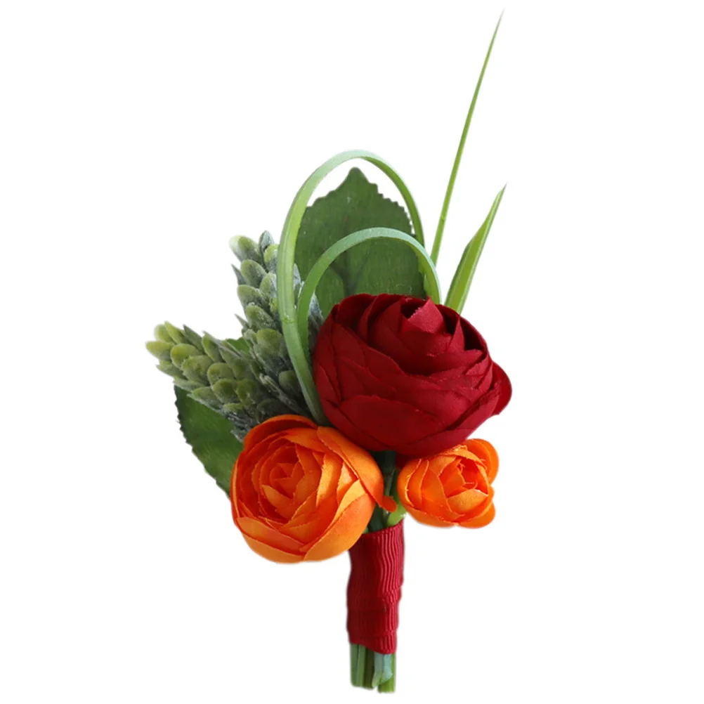 1 قطعة الصدار الورد الاصطناعي العروس العريس الزفاف بروش النمط الصيني الزفاف طوق زر في الهواء الطلق صور الدعامة الزفاف وصيفه الشرف #4