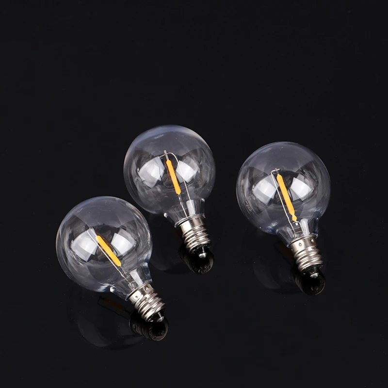 Practical G40 Light Bulb E12 3V 120V 220V 1W Glass Globe Bulb String Light For Indoor Outdoor Patio Home Garden Decor Warm White