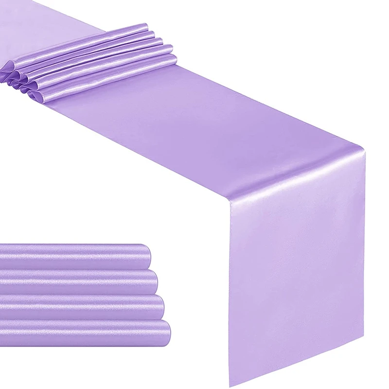 Hot Pack Of 5 Satin Table Runner 12 X 108 Inch Long,Lavender Table Runners For Wedding,Birthday Parties,Banquets Decorations