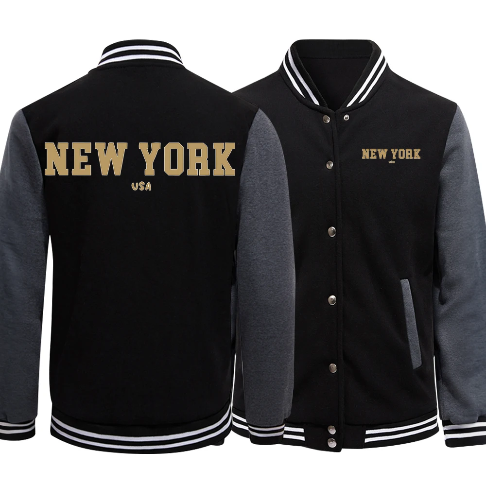 New York Usa Letter Printing Mens Baseball Uniforms Hip Hop Punk Style Jackets Casual S-5Xl High Street Preppy Style Tops