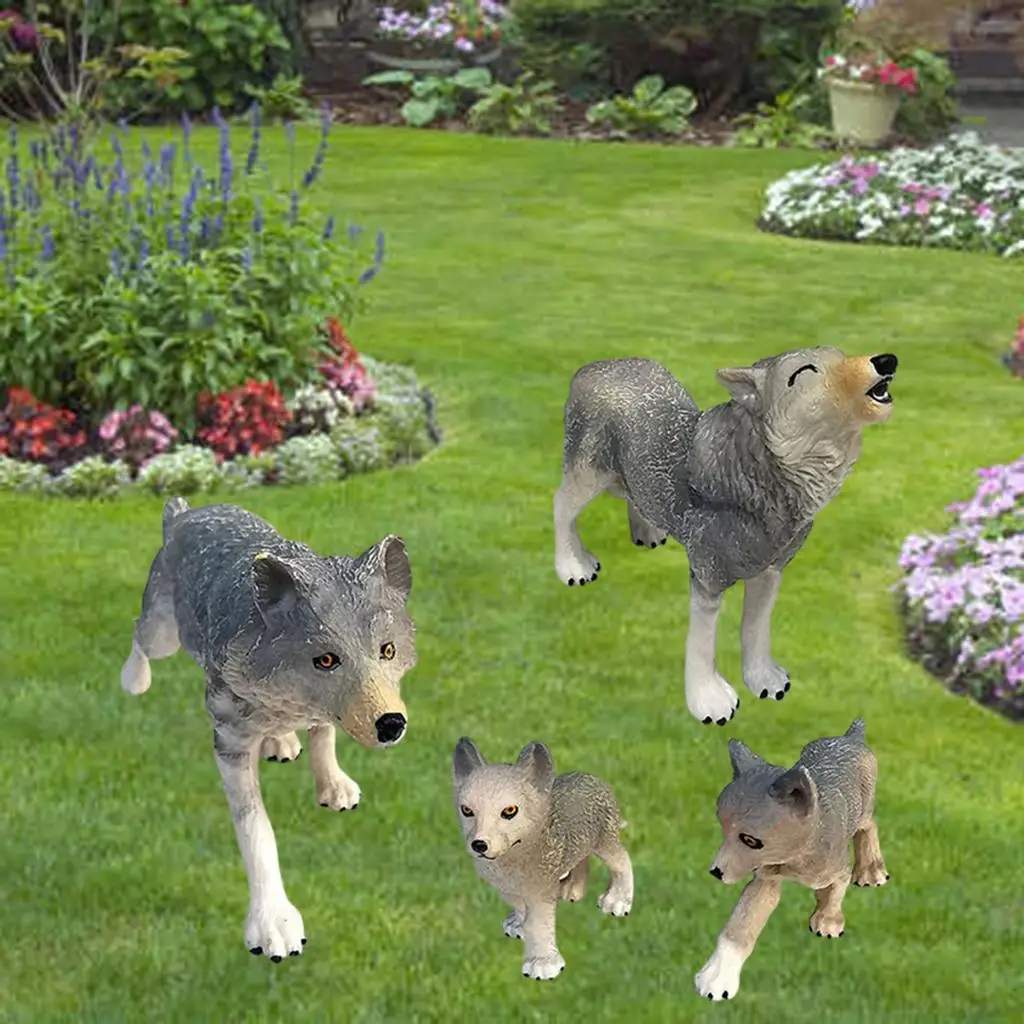 البلاستيك الذئب نماذج للحيوانات مصغرة الذئاب التماثيل هدية Playset #1