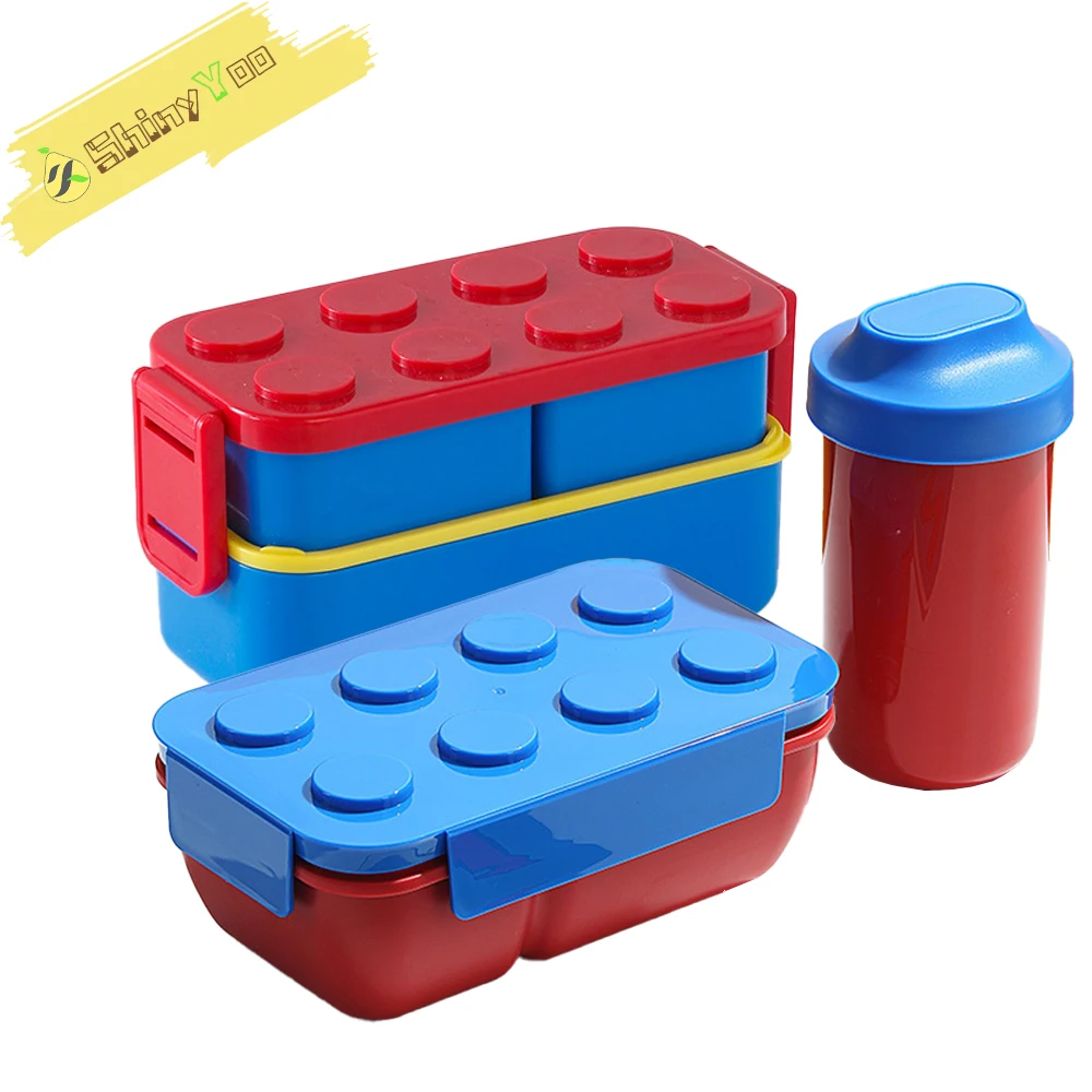 

DIY Building Block Lunch Box Modular Building Blocks For Student Storage Container Bento for Food Salad Sealed Box