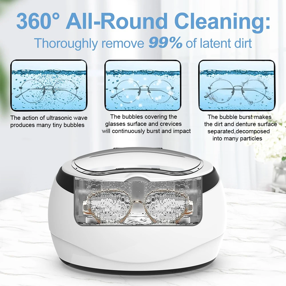 Glasses Jewelry Ultrasonic Cleaner High Frequency Ultrasound Washing Machine Watch Denture Retainer Ultrasonic Washing Bath