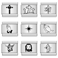URING Fashion Prayer Cross Religion Jesus Faith Designer Charm Italian Links Fit 9mm Stainless Steel Bracelet DIY Making Jewelry