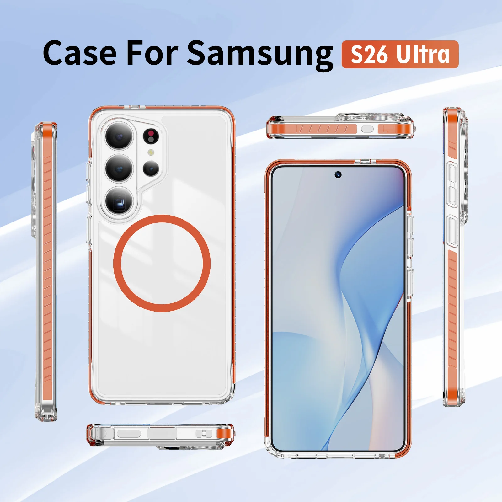 For MagSafe Magnetic Dual-layer Clear Anti-Yellow Case Shockproof Cover For Samsung Galaxy S26 S25 S24 Ultra Plus S23 Ultra