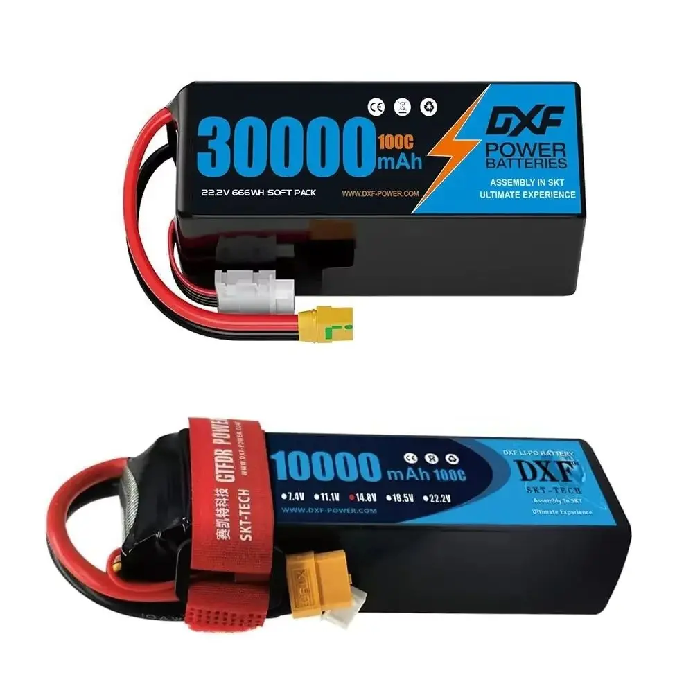 

DXF 6S Lipo Battery 22.2V 30000mAh 4S 10000mAh 100C with XT90 EC5 For RC Helicopter Drone UAV FPV Boat Tank Truck CAR