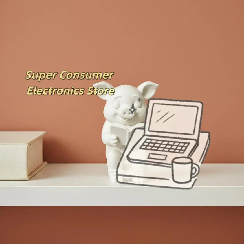 Pig Sitting On Toilet Bathroom Decor Tabletop Or Wall Mounted For Home Office