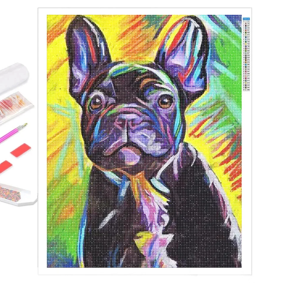 French Bulldog Diamond Painting Full Drill Rhinestone Arts 5d Diy Embroidery Mosaic Picture Color Animal Cross Stitch Home Decor