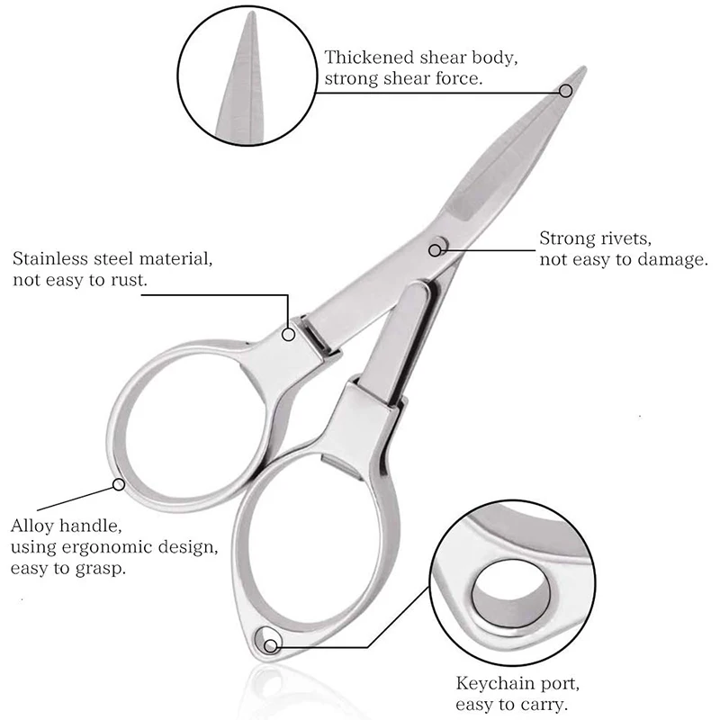 6Pcs Folding Scissors Portable Zinc Alloy Travel Scissors Glasses-Shaped Mini Shear with 3 Colors for Home Office