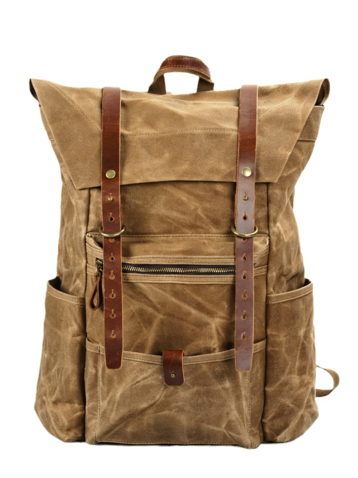 Retro Canvas Backpack for Men Waterproof Outdoor Camping Bag Large Capacity Hiking Mountain Climbing Bag Vintage Style