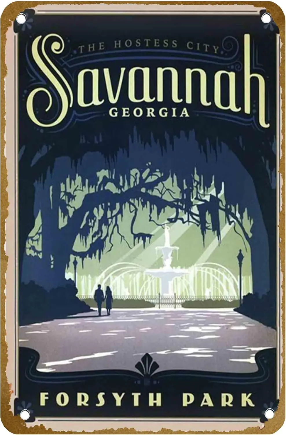 Savannah Georgia Forsyth Park Poster Vintage Metal Tin sign Logo Family Club Bar Cafe Bedroom Art Wall Decoration Gift