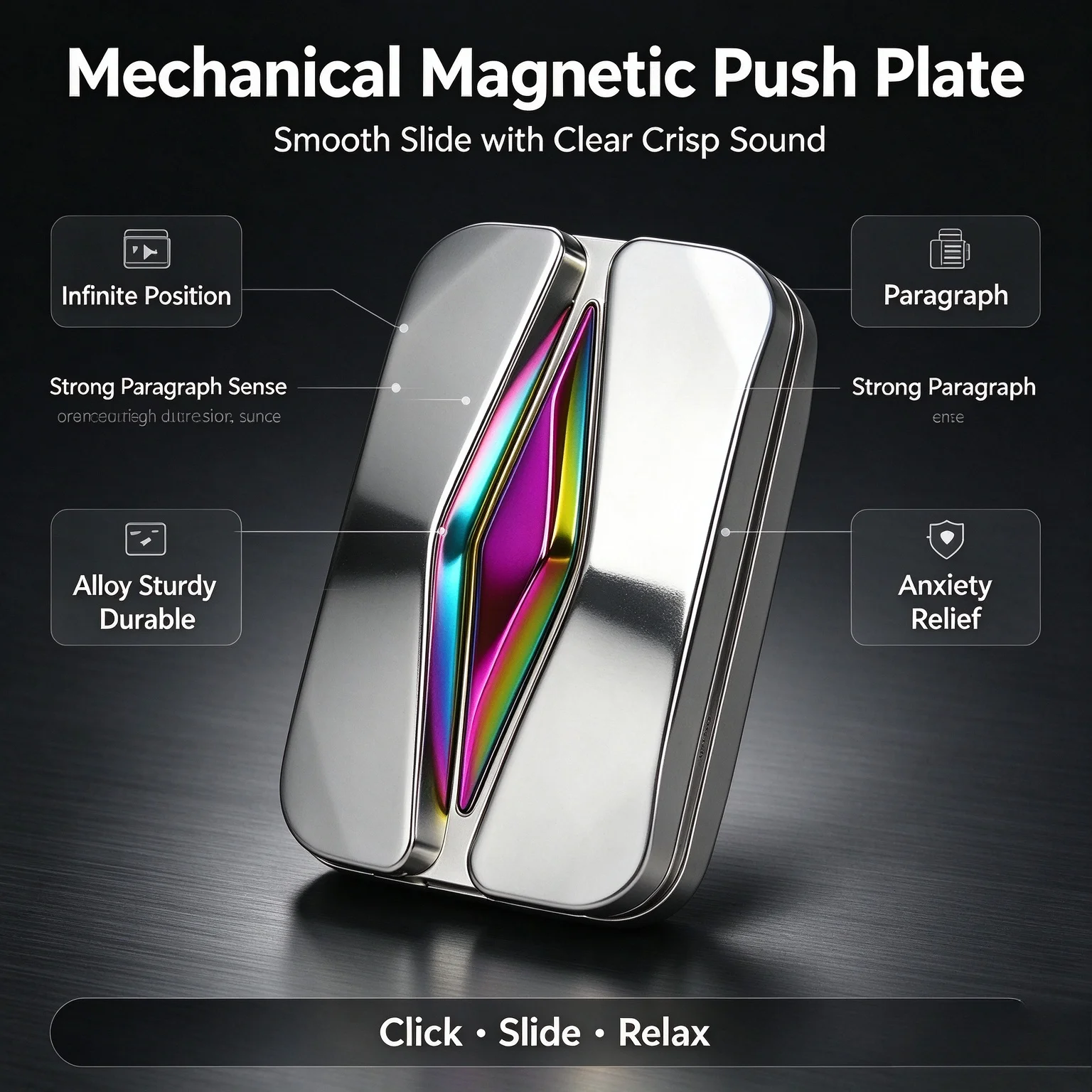 EDC Stress Relief Toys Infinite Position Magnetic Push Card Fidget Toys Plate Anti Anxiety Mechanical Slider Halloween Gift
