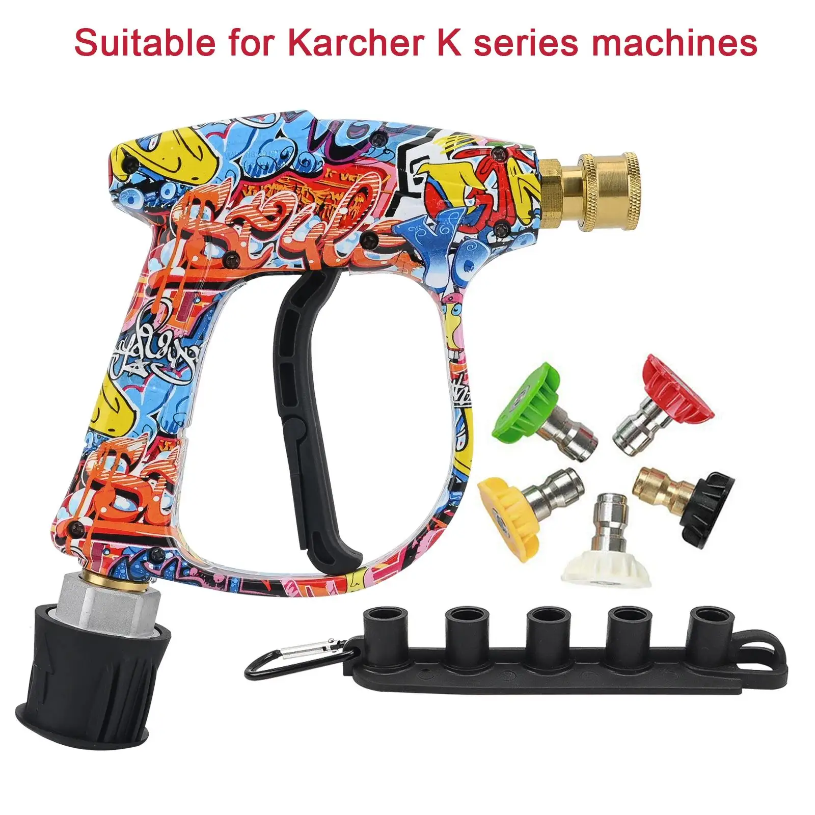 مسدس مياه عالي الضغط 4350 رطل لكل بوصة مربعة بتصميم جرافيتي، مدفع إسفنجي سعة 1 لتر واتصال سريع 1/4 بوصة، خالي من البطارية لسلسلة Karcher K