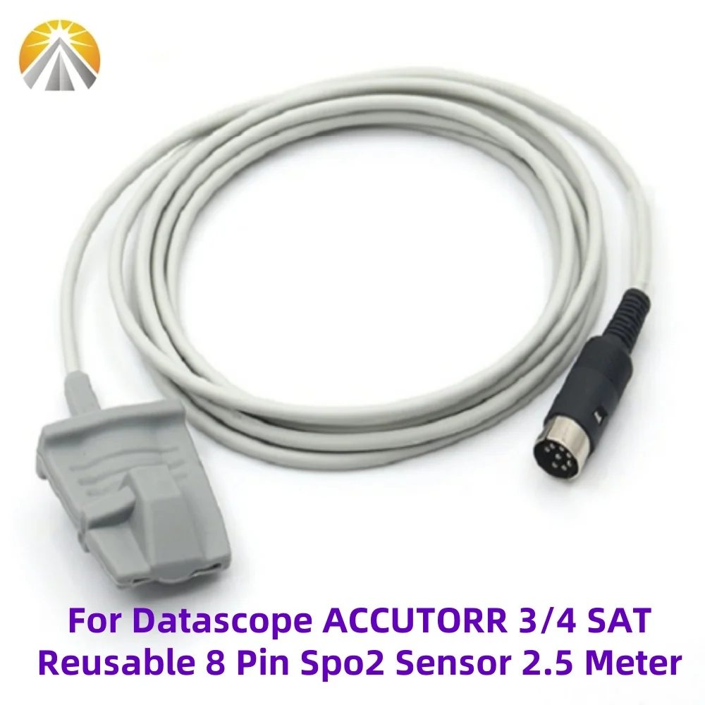 8 Pin SpO2 Sensor Reusable 2.5 Meter for Datascope ACCUSAT ACCUTORR 3/5 Passport Multinex Plus Patient Monitor Adult Child Sizes