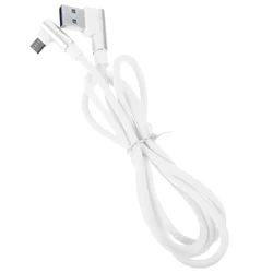 1M Right Angle USB Micro Cable Braided USB 24 A to 90 Degree Data Cable Cord for Universal Phone (White)