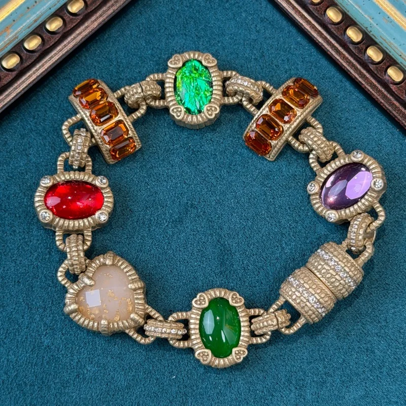

Vintage Jewelry Red Bracelet High Quality Round Natural Stone For Women Gold Color Bamboo Joint Accessories Gift 2026 New