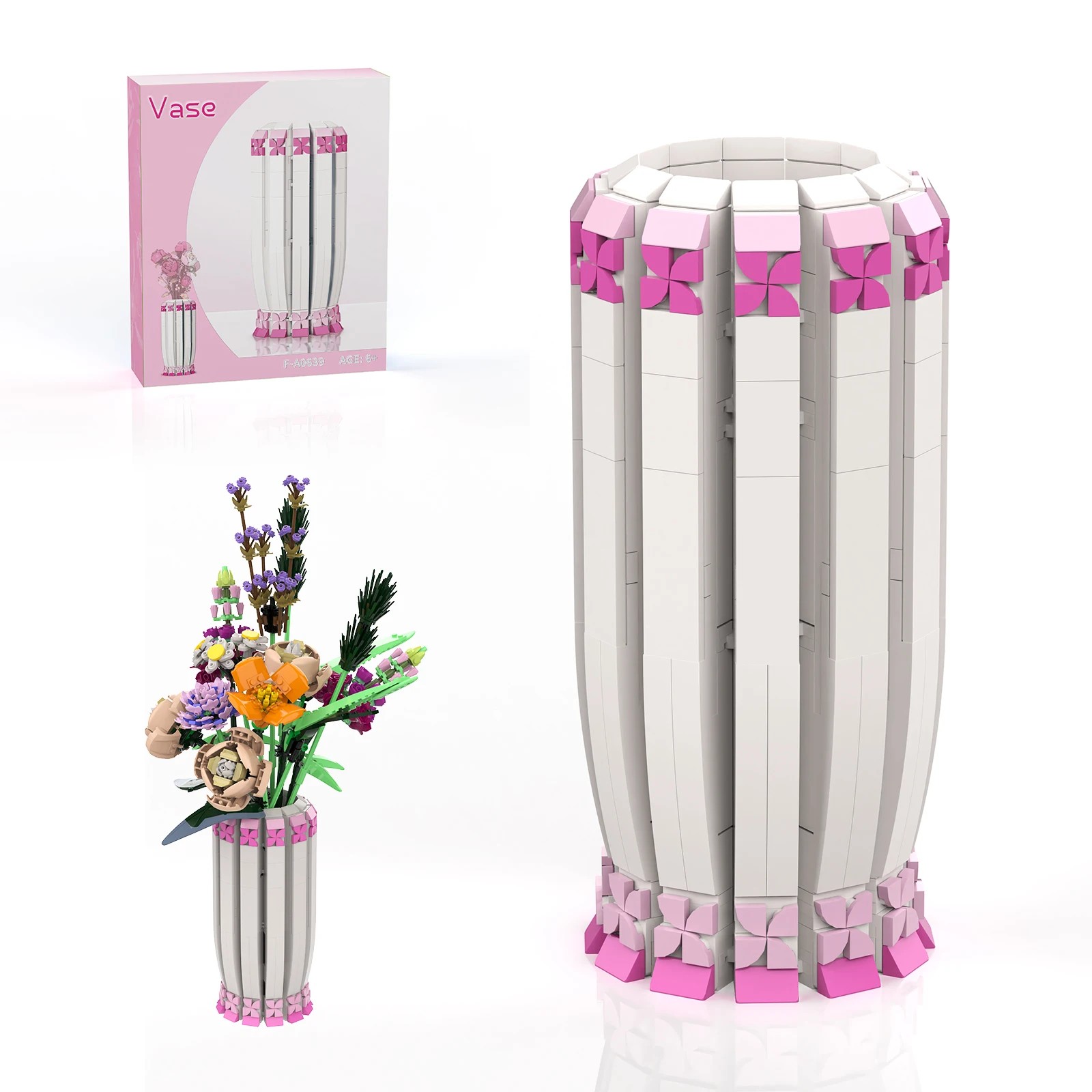 

Flowers Vase Building Set Compatible with Lego Flower Bouquet Roses Vase Buidling Set Arrangement Home Decoration