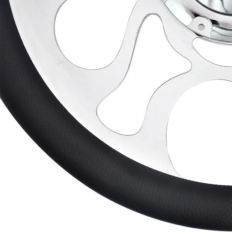 High Quality Half Circle Microfiber Leather Racing Steering Wheel With Chrome Mount Bracket Interior Accessory