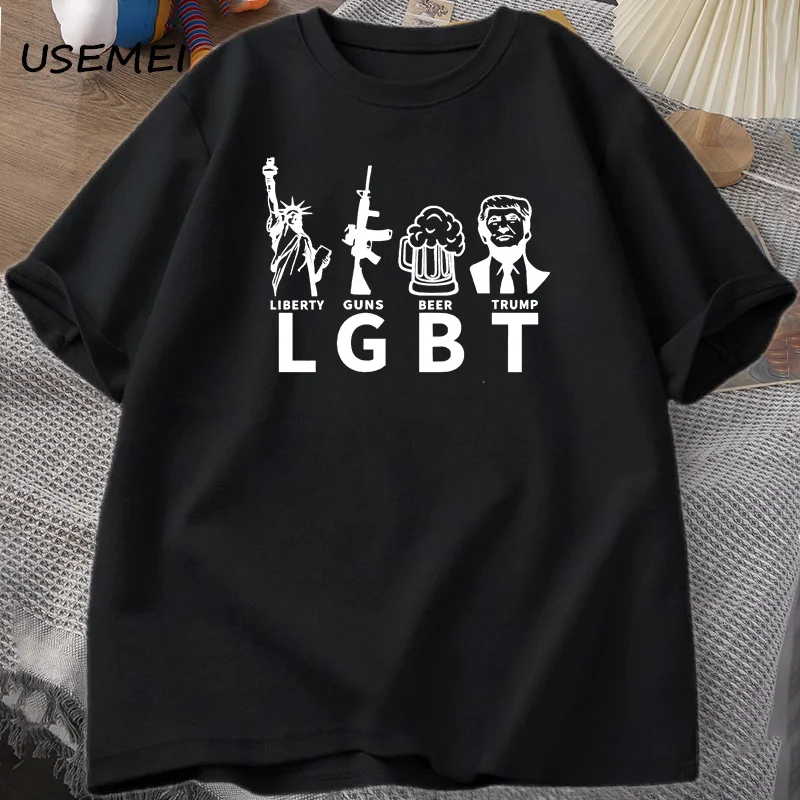 

"LGBT Liberty Beer Trump T-shirt Keep America Great MAGA Tshirts Casual Cotton Short Sleeve Graphic Tees Harajuku Streetwear Top