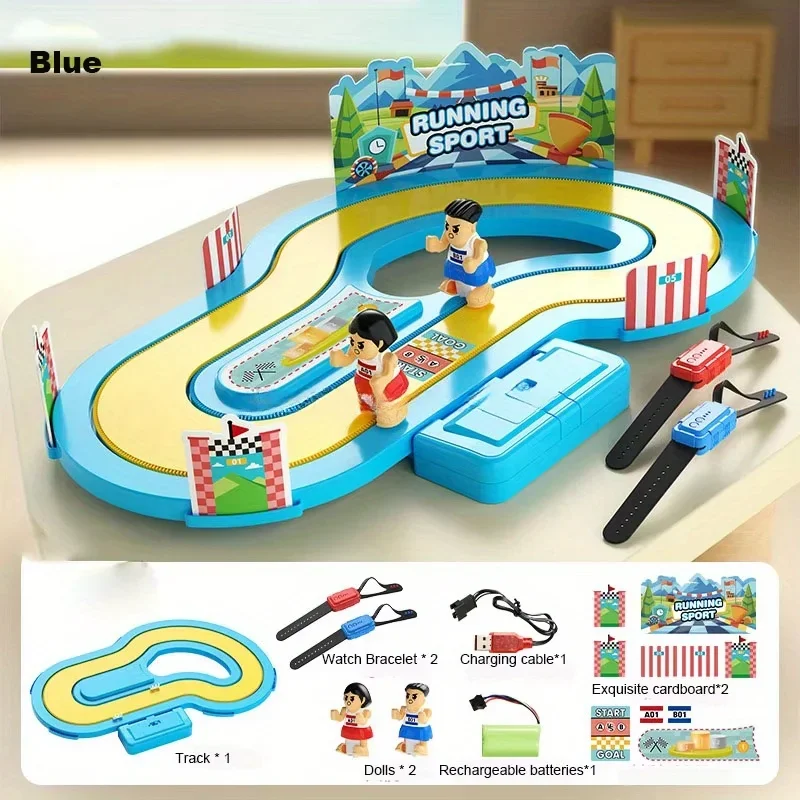 子供用スピードワイヤレスボディセンシング競争ランニングテーブルゲームおもちゃ、2人対戦シミュレーショントラックモーションおもちゃ