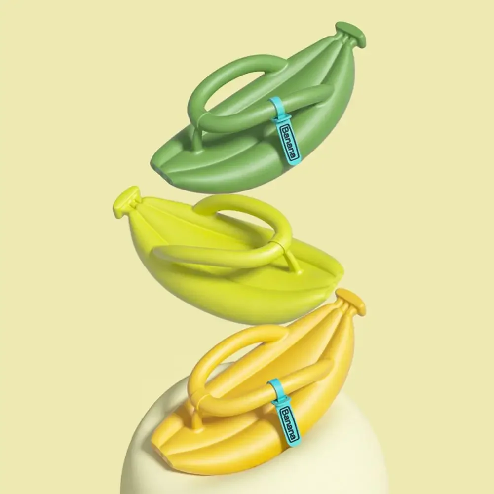 1 Paar Sommer-Hausschuhe, Cartoon, rutschfest, Stoßdämpfung, dicke Sohle, zum Gehen, weich, für Zuhause, Paar, lustige Bananen-Flip-Flops – Detail 9