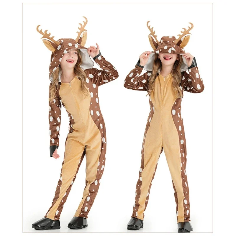 ニホンジカ鹿コスプレ衣装クリスマストナカイ衣装ヘラジカ家族親子ワンピースパジャマクリスマスヘラジカホームウェア大人子供用