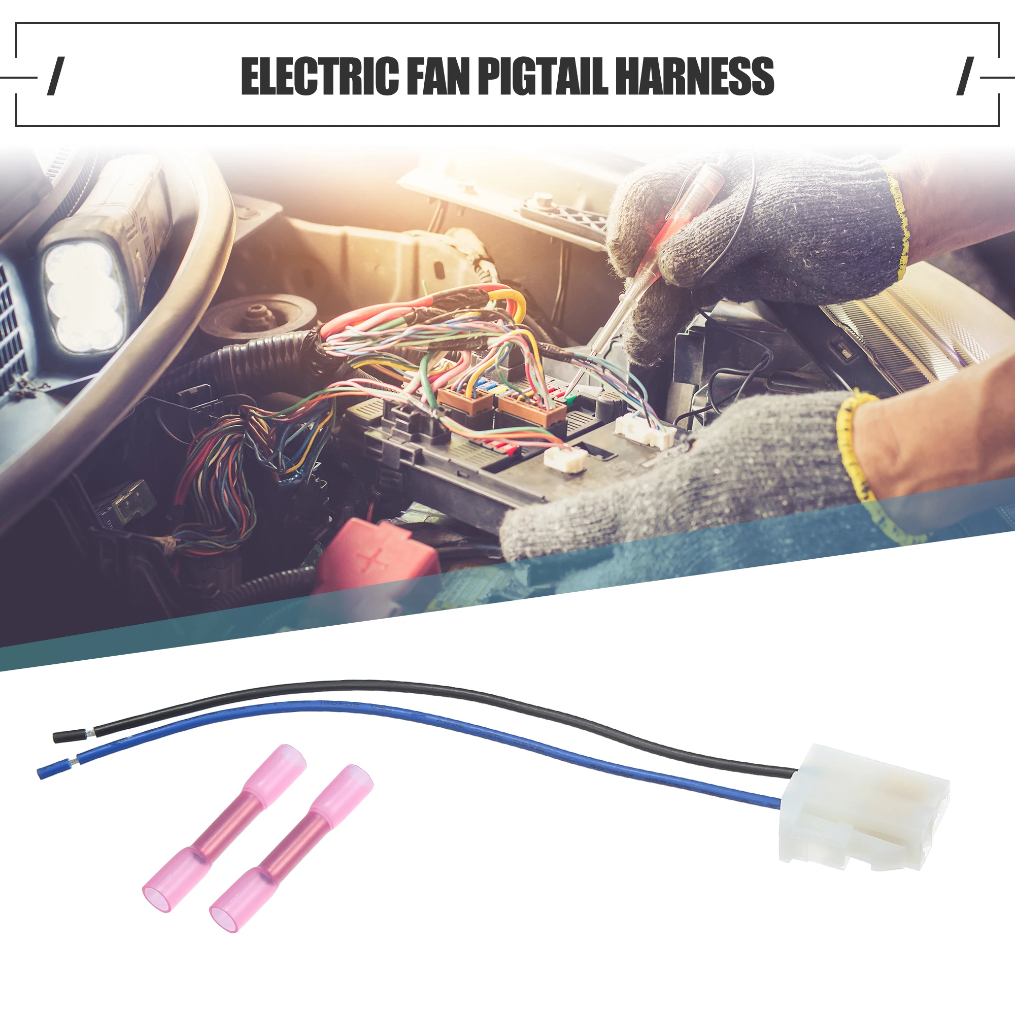 UXCELL Electric Fan Pigtail Harness, Fan Cooling Connector Pigtail Wiring, Plastic, Black, 1 Set