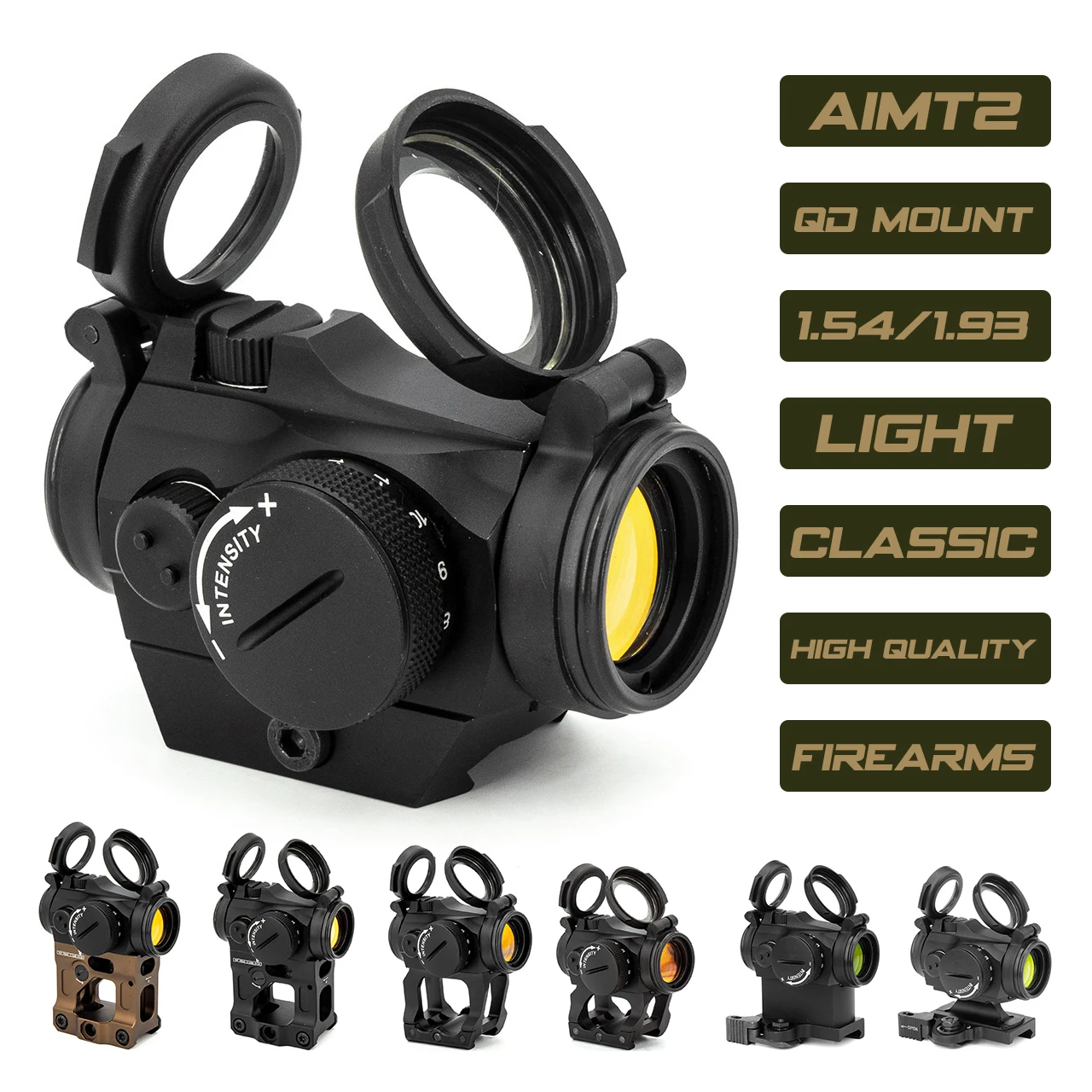 Tactical AIM2 2MOA Red Dot Sight 1x22mm Reflex Sight Optics Red Dot Scope with 1.54/1.93/2.26