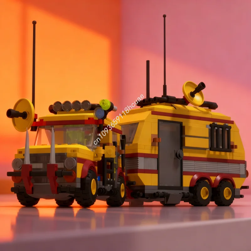 492 elementy MOC Dino Mobilny Laboratorium Badawcze Dinozaurów Model Klocki Zabawka Architektura Prezent na Boże Narodzenie DIY Kreatywna Pomysł Edukacyjny