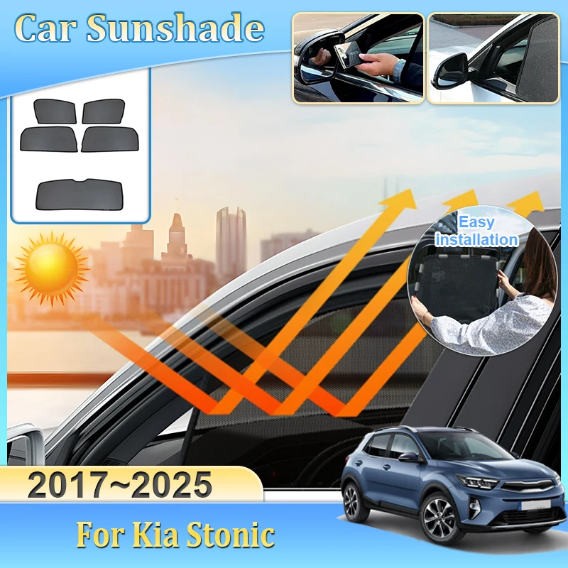 

Солнцезащитный козырек для Kia Stonic, аксессуары YB CUV 2017 2018 ~ 2025, автомобильный сетчатый солнцезащитный козырек, магнитный солнцезащитный козырек, теплоизоляционные инструменты, солнцезащитный козырек