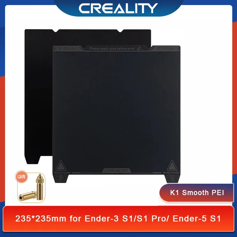 

Creality K1 Smooth PEI Magnetic Build Plate 235*235mm for Ender 3/Ender-3 V2/Ender-3 S1/S1 Pro/Ender-5 S1/K1 3D Printer Parts