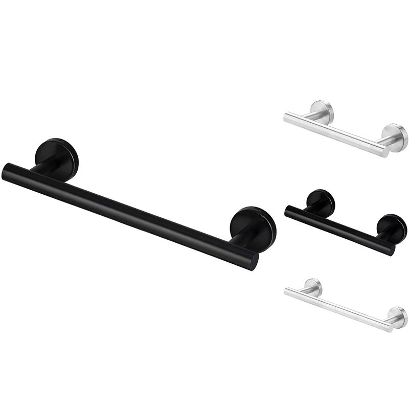 

Towel Bar, Matte Black Single Towel Racks For Bathroom Kitchen Hand Towel Holder Dish Cloths Hanger Black