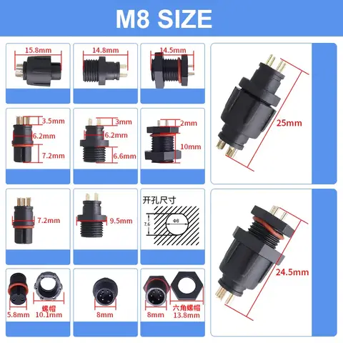वाटरप्रूफ M8 2/3/4/5 पिन डॉकिंग/पैनल टाइप कनेक्टर गोल्ड-प्लेटेड टर्मिनल मेल फीमेल सोल्डर m8 सॉलिड पिन एविएशन प्लग सॉकेट 6 best sales सोने की पिन - №3