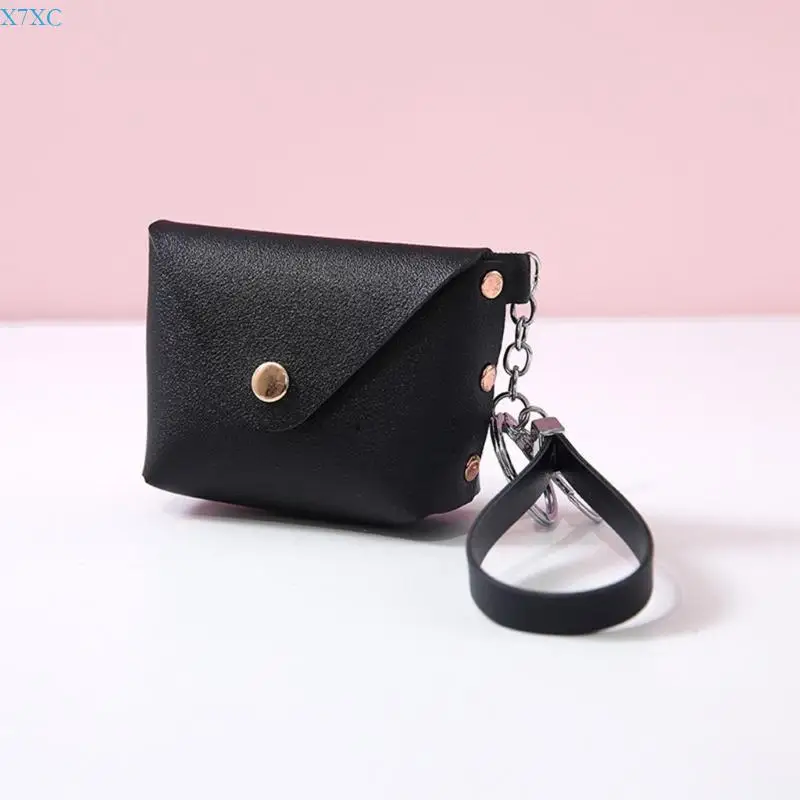 

X7XC Compact Leather Keychain Wallet for Women Small Coin Purse Card Holder