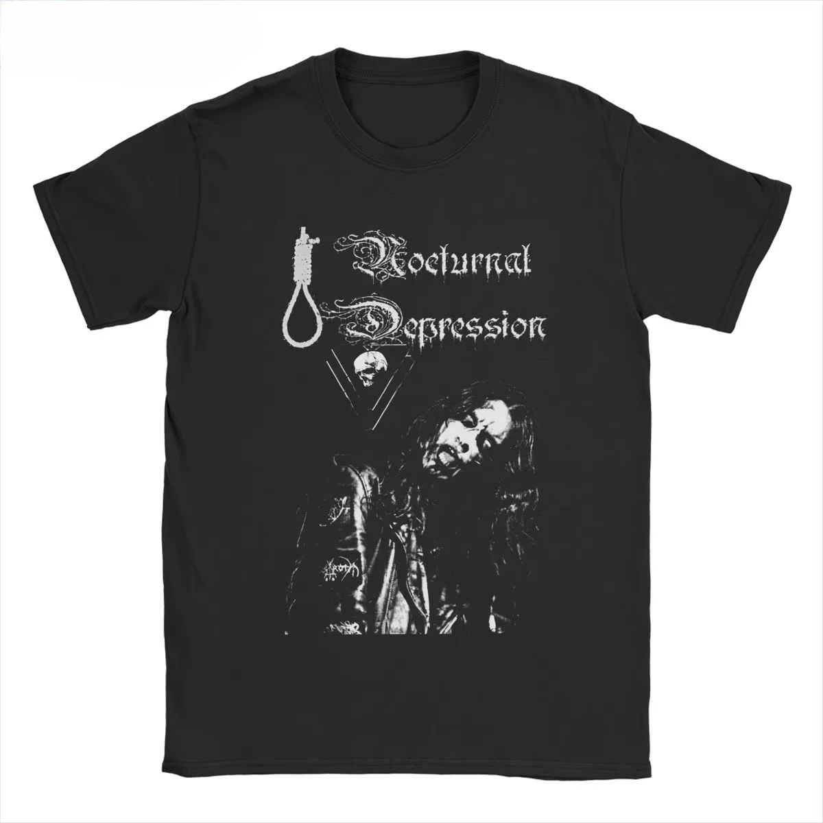 الرجال النساء تي شيرت الاكتئاب الليلي خمر 100% القطن تي شيرت قصير الأكمام الأسود المعادن الفرقة تي شيرت طاقم الرقبة حجم كبير